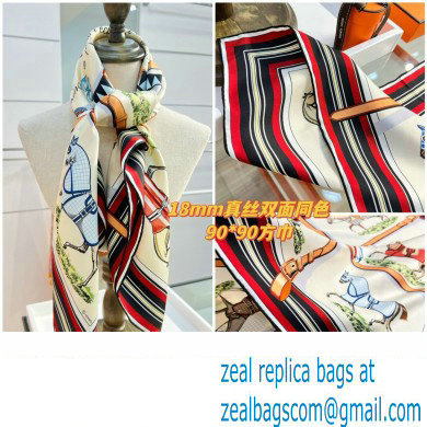 Hermes scarf 90x90cm in silk twill Top Quality 130 2024