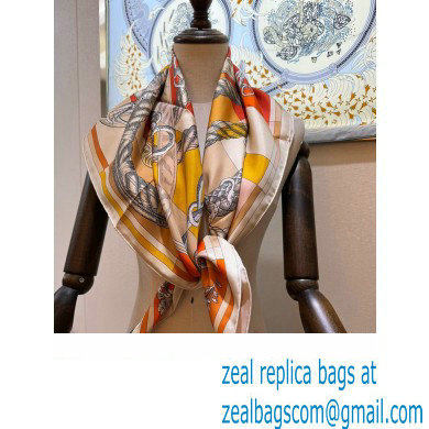 Hermes scarf 90x90cm in silk twill Top Quality 132 2024