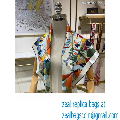 Hermes scarf 90x90cm in silk twill Top Quality 143 2024