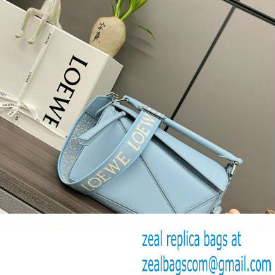 LOEWE Small Puzzle bag in satin calfskin sky blue 2024