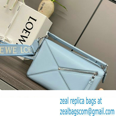 LOEWE Small Puzzle bag in satin calfskin sky blue 2024