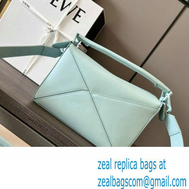 LOEWE Small Puzzle bag in satin calfskin sky blue 2024