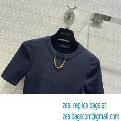 LOUIS VUITTON Ribbed Knit Top 1AFFRR NAVY BLUE 2024