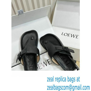 Loewe Ease toe post Women/Men sandals in goatskin Black 2024