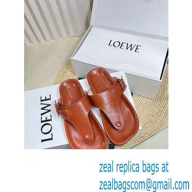 Loewe Ease toe post Women/Men sandals in goatskin Tan 2024