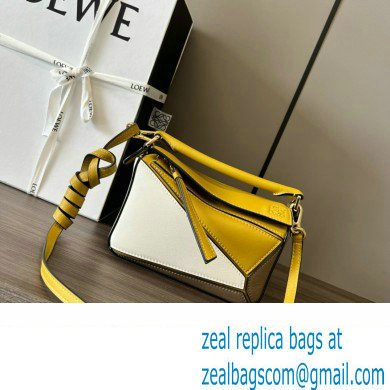 Loewe Mini Puzzle bag in classic calfskin Ochre/Soft White 2024