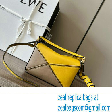 Loewe Mini Puzzle bag in classic calfskin Ochre/Soft White 2024