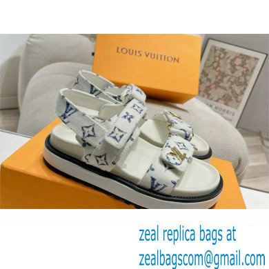 Louis Vuitton LV Sunset Comfort Flat Sandals Leather white canvas 2024