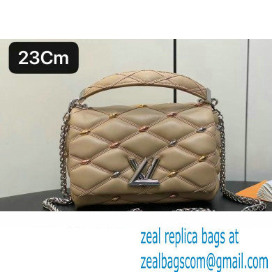 Louis Vuitton Lambskin GO-14 MM Bag with metal studs M24151 Beige 2024