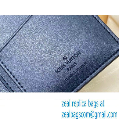 Louis Vuitton Monogram Shadow calfskin leather Brazza Wallet Ink Blue/White 2024