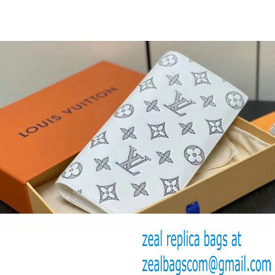 Louis Vuitton Monogram Shadow calfskin leather Brazza Wallet White/Navy 2024