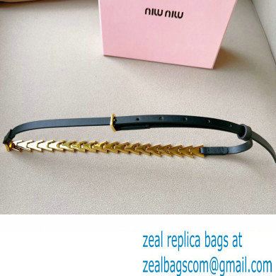 Miu Miu Width 1.5cm Metal Leather Belt Black