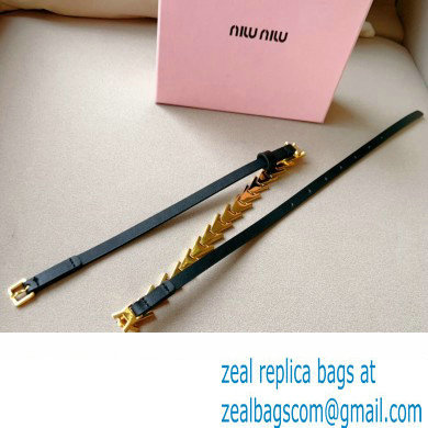 Miu Miu Width 1.5cm Metal Leather Belt Black