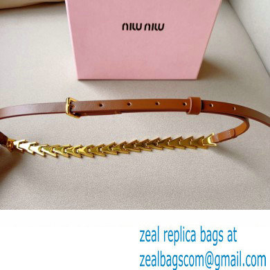 Miu Miu Width 1.5cm Metal Leather Belt Brown