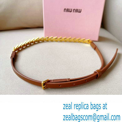 Miu Miu Width 1.5cm Metal Leather Belt Brown