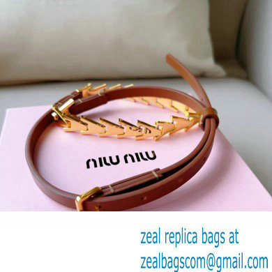 Miu Miu Width 1.5cm Metal Leather Belt Brown