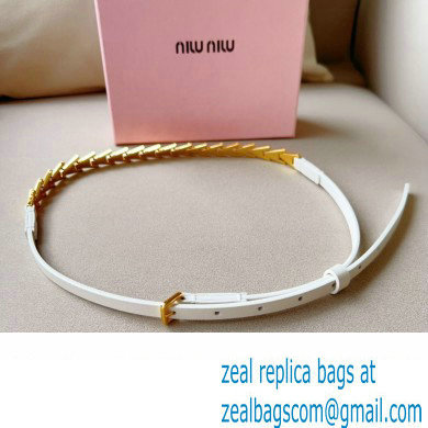 Miu Miu Width 1.5cm Metal Leather Belt White