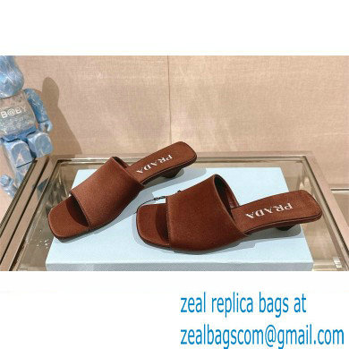 Prada Heel 3.5cm SATIN SLIDES 1XX725 Tobacco 2024