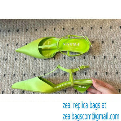 Prada Heel 3.5cm Satin slingback pumps GREEN Spring 2024