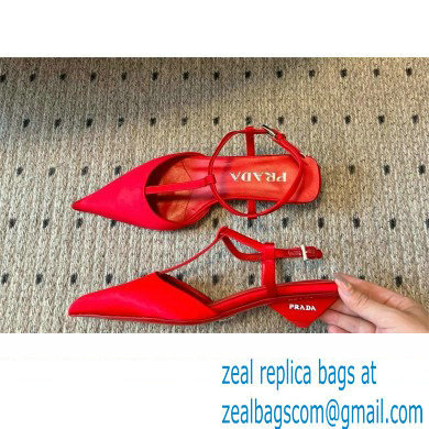 Prada Heel 3.5cm Satin slingback pumps RED Spring 2024