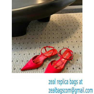 Prada Heel 3.5cm Satin slingback pumps RED Spring 2024