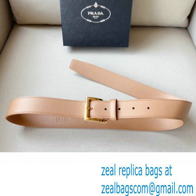 Prada Width 3.4cm Leather Reversible Belt Apricot/Gold 2024