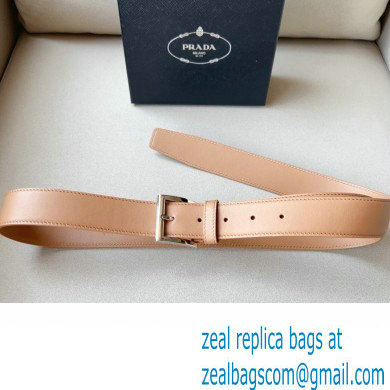 Prada Width 3.4cm Leather Reversible Belt Apricot/Silver 2024