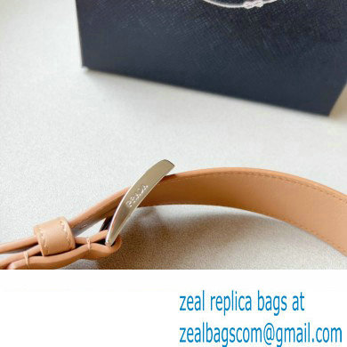 Prada Width 3.4cm Leather Reversible Belt Apricot/Silver 2024