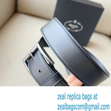 Prada Width 3.4cm Leather Reversible Belt Black 2024