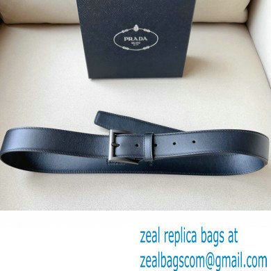 Prada Width 3.4cm Leather Reversible Belt Black 2024