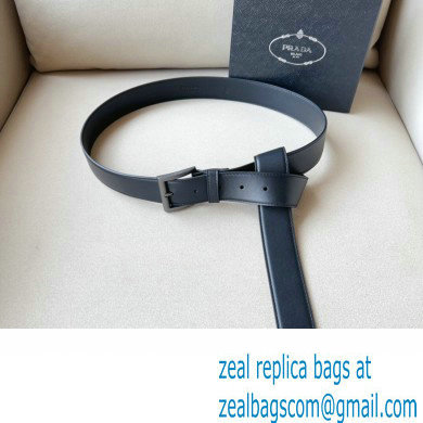 Prada Width 3.4cm Leather Reversible Belt Black 2024