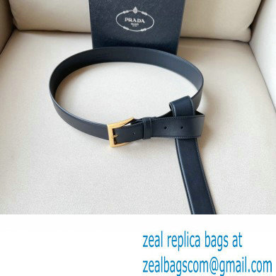 Prada Width 3.4cm Leather Reversible Belt Black/Gold 2024