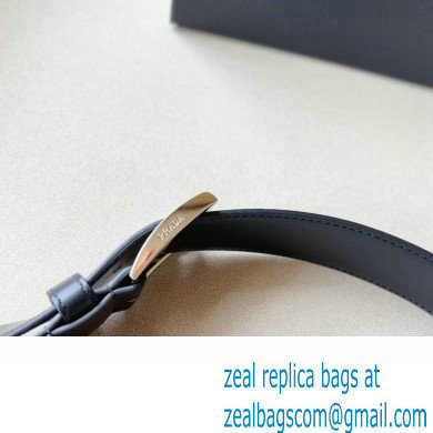 Prada Width 3.4cm Leather Reversible Belt Black/Silver 2024