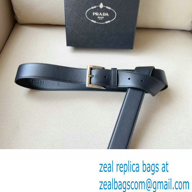 Prada Width 3.4cm Leather Reversible Belt Black/Silver 2024