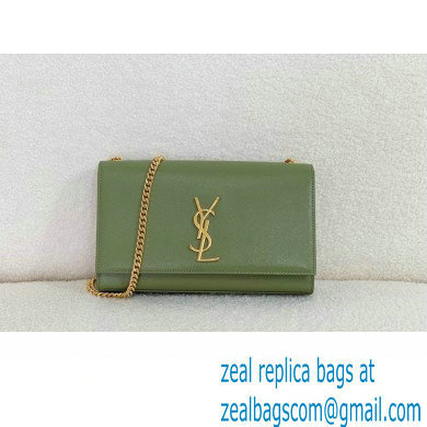 Saint Laurent Kate Medium Bag In grained leather army green with gold hardware 2024(original quality)