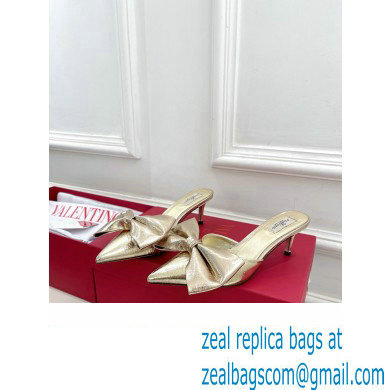Valentino Heel 6cm Un Chateau Bow Mules Metallic Gold 2024