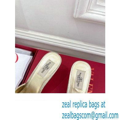 Valentino Heel 6cm Un Chateau Bow Mules Metallic Gold 2024