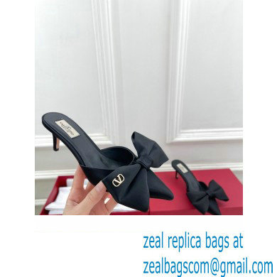 Valentino Heel 6cm Un Chateau Bow Mules Satin Black 2024