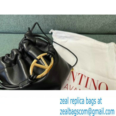 Valentino Vlogo Pouf Nappa Leather Mini Bucket Bag Black 2024