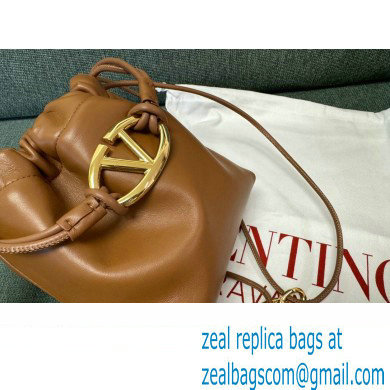 Valentino Vlogo Pouf Nappa Leather Mini Bucket Bag Brown 2024