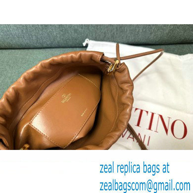 Valentino Vlogo Pouf Nappa Leather Mini Bucket Bag Brown 2024