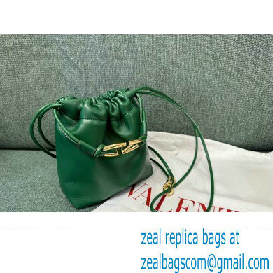 Valentino Vlogo Pouf Nappa Leather Mini Bucket Bag Green 2024