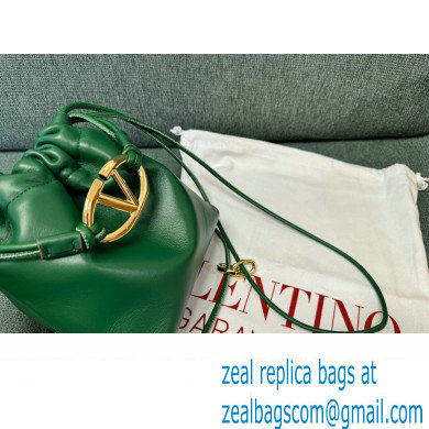 Valentino Vlogo Pouf Nappa Leather Mini Bucket Bag Green 2024