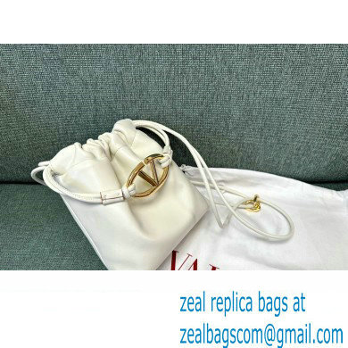 Valentino Vlogo Pouf Nappa Leather Mini Bucket Bag White 2024