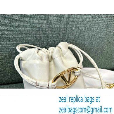 Valentino Vlogo Pouf Nappa Leather Mini Bucket Bag White 2024