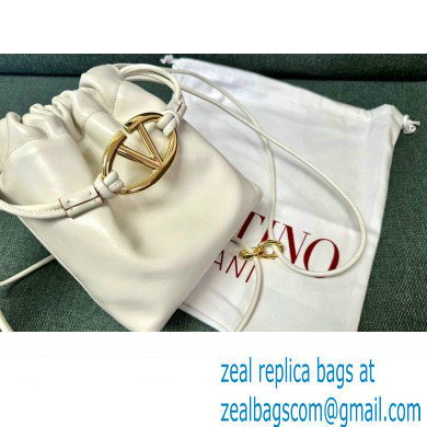 Valentino Vlogo Pouf Nappa Leather Mini Bucket Bag White 2024