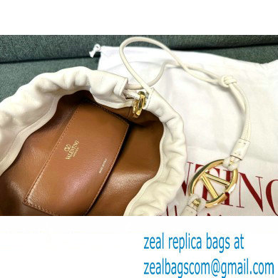 Valentino Vlogo Pouf Nappa Leather Mini Bucket Bag White 2024