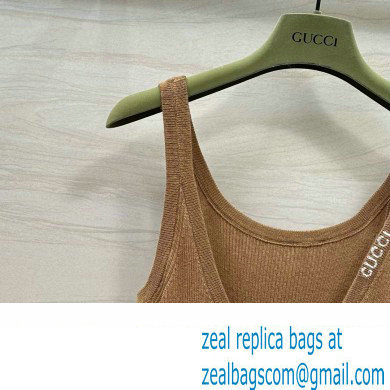 gucci Fine rib cashmere and silk tank top brown 2024 - Click Image to Close