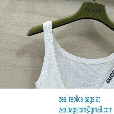 gucci Fine rib cashmere and silk tank top white 2024