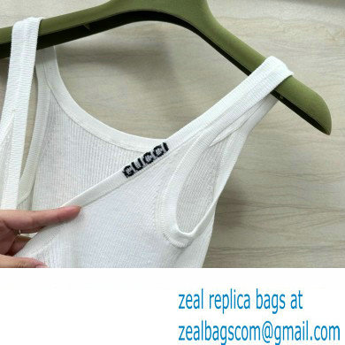 gucci Fine rib cashmere and silk tank top white 2024